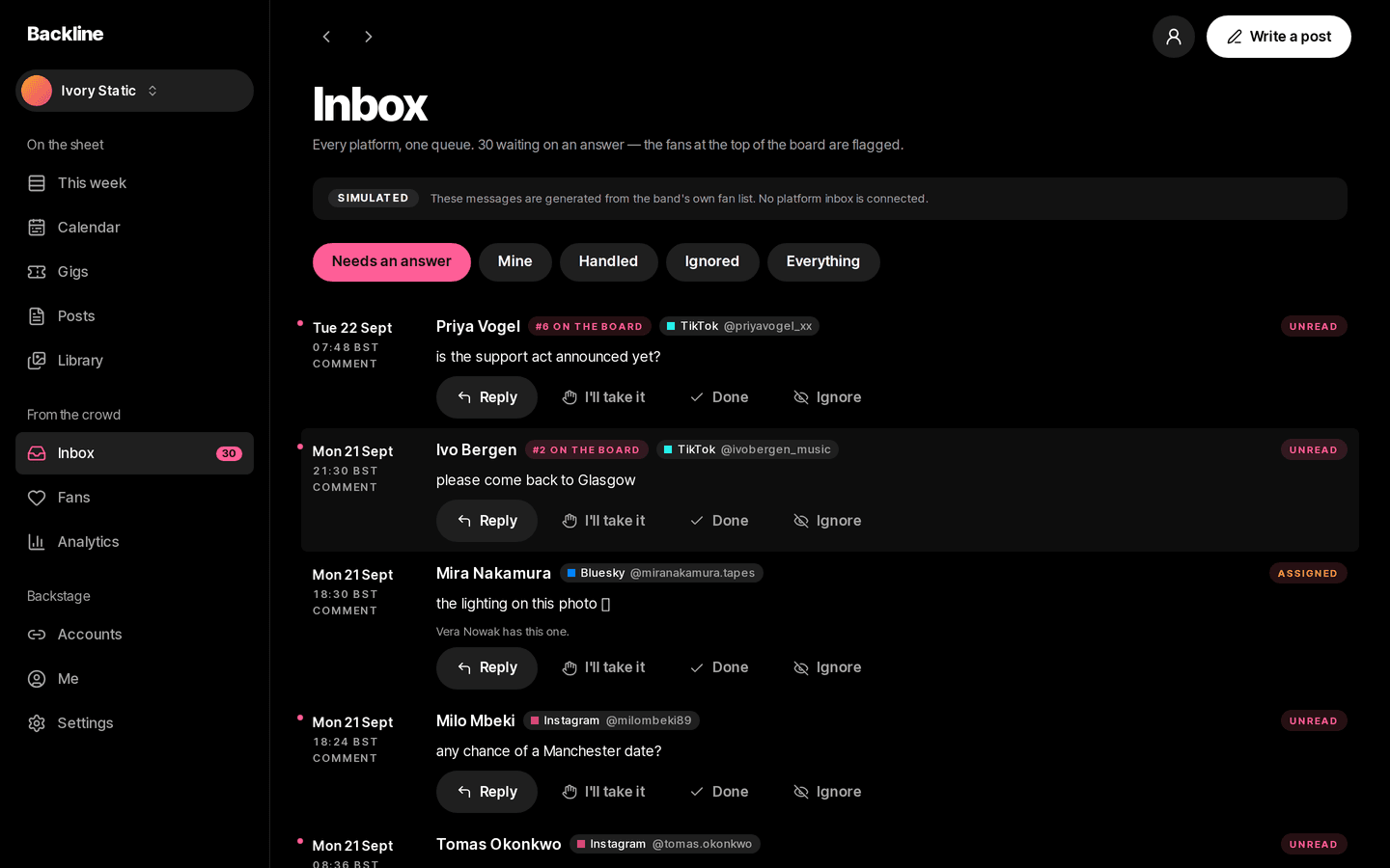 Backline: One inbox
