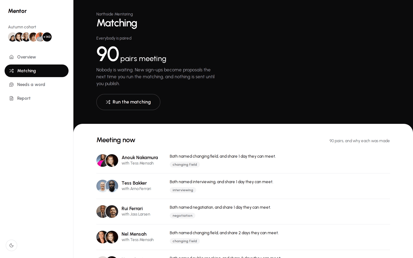 Mentor: Every pair, and why, on a desktop