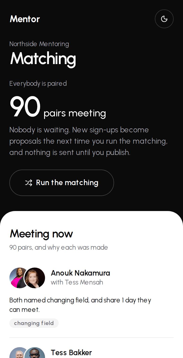 Mentor: Every pair, and why, on a phone