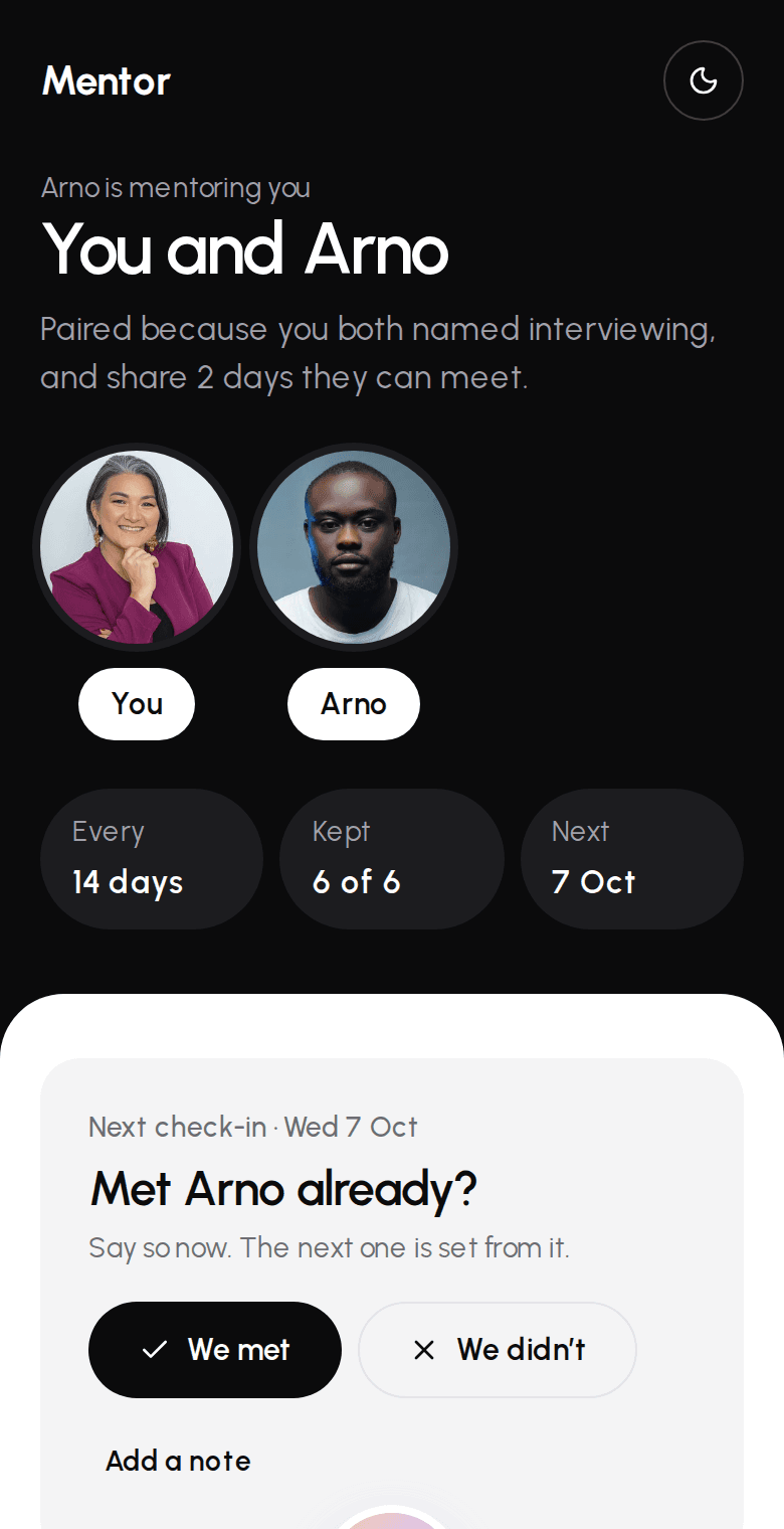 Mentor: The pair's space, on a phone