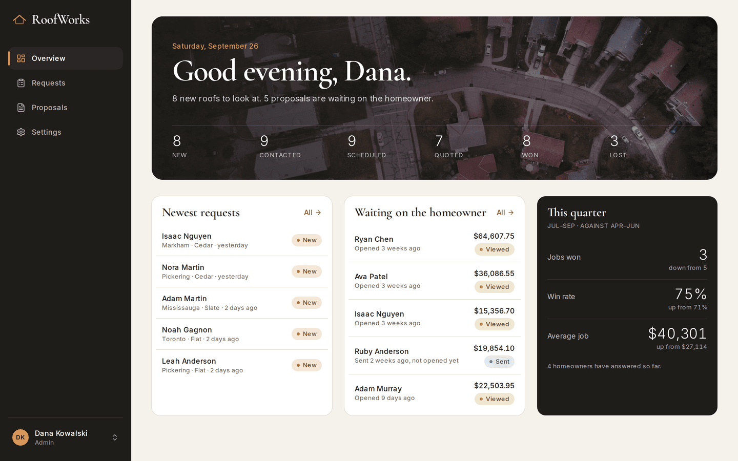 Roofer on a desktop: The morning board