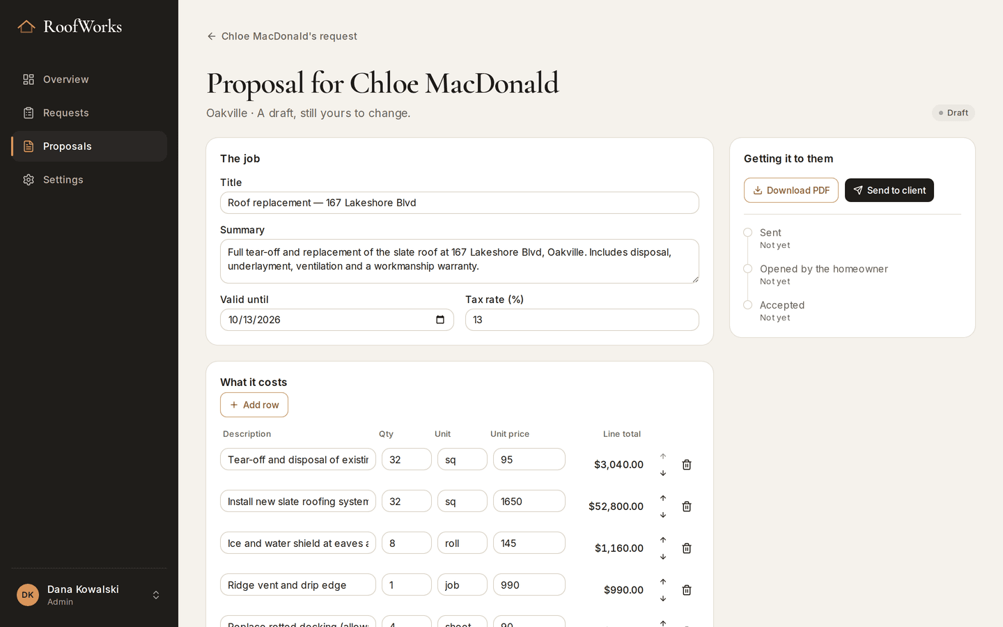Roofer: The proposal builder