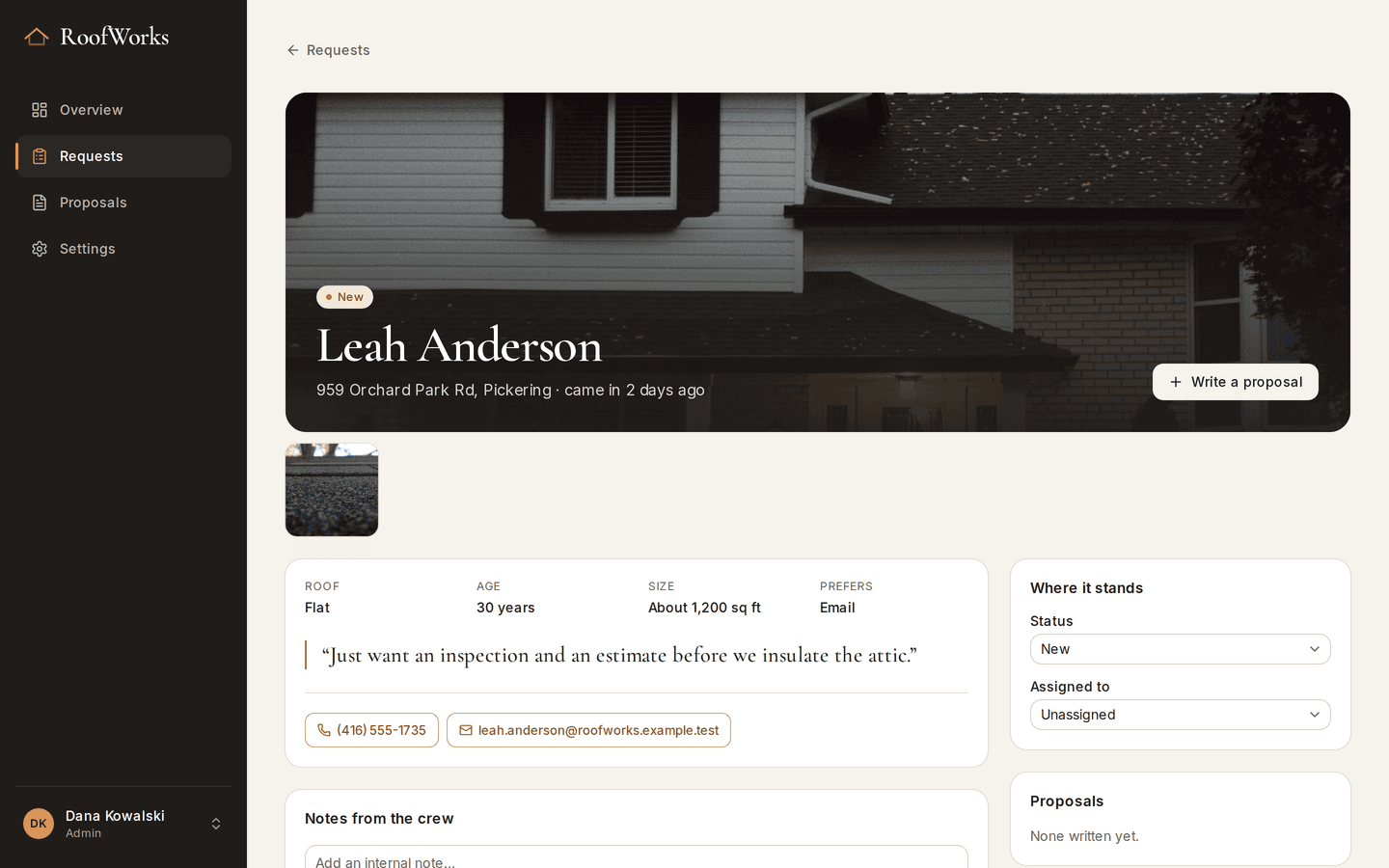 Roofer: One request