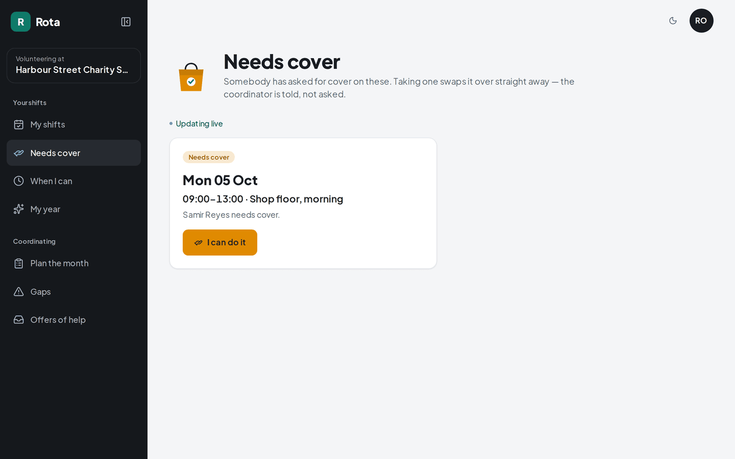 Shift: Needs cover