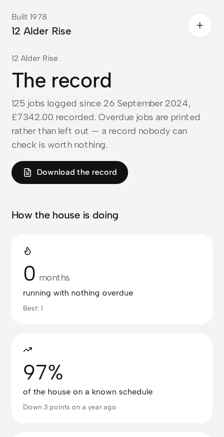 Upkeep: The record, on a phone